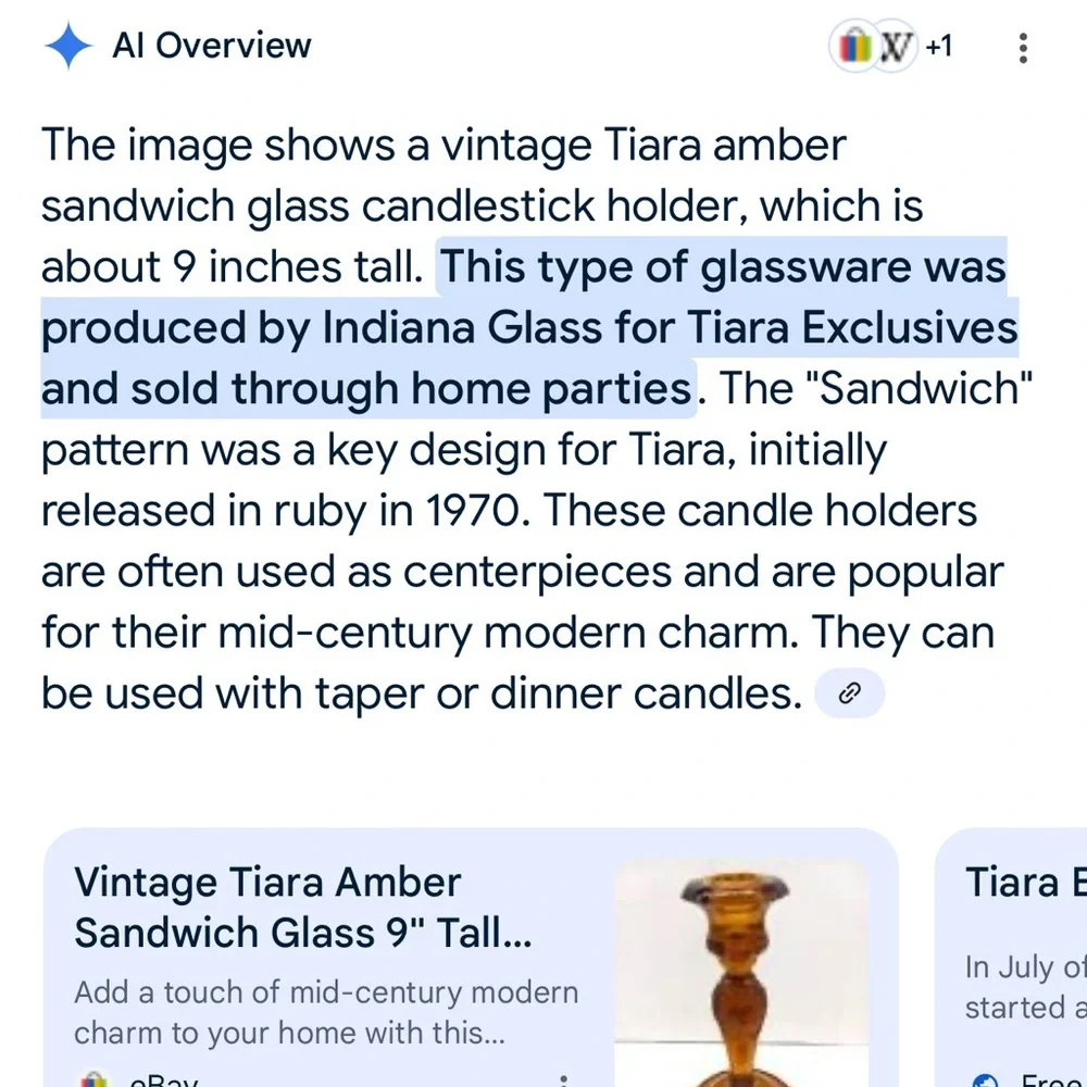 Vintage Tiara Amber Sandwich Glass 9